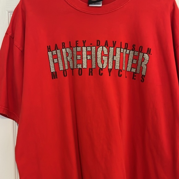 Harley Davidson Motorcycles Red Firefighter Short Sleeve T- Shirt Tee Men’s XL - Picture 7 of 16